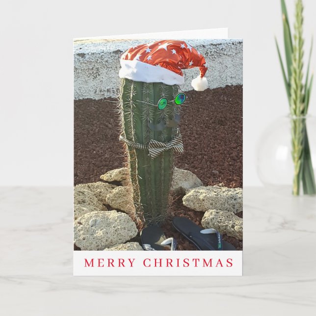 Festive cactus vue carte de Noël (Devant)