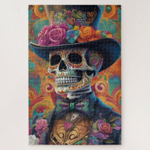 Festive Calaveras Tribute: Sugar Skull Splendour Jigsaw Puzzle