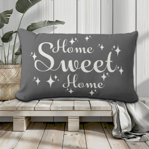 Festive Calligraphy and Stars 'Home Sweet Home' Lumbar Pillow