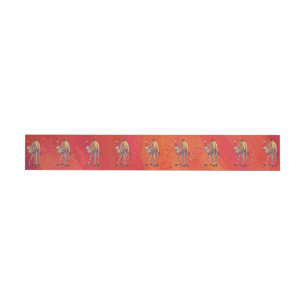 Festive Camel Pattern On Red Wraparound Address Label