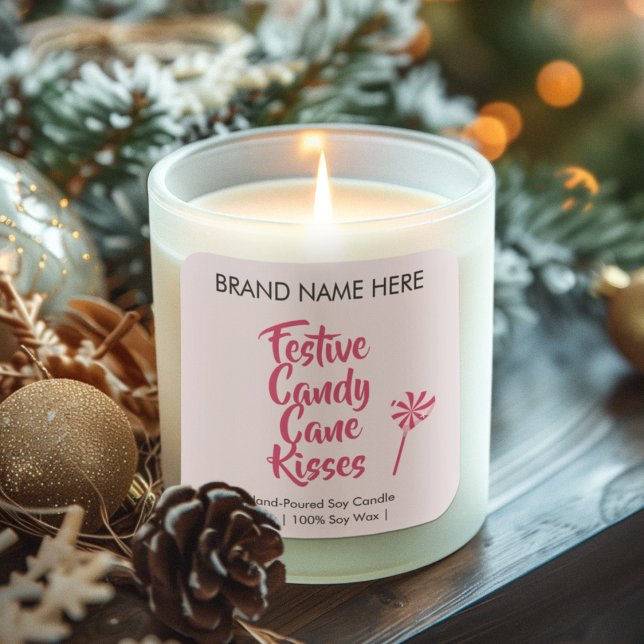Festive Candy Cane Kisses | Modern Candle Labels (Creator Uploaded)