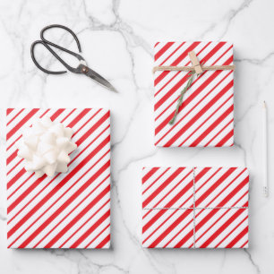 Festive candy cane stripe Christmas Holiday Wrapping Paper Sheet