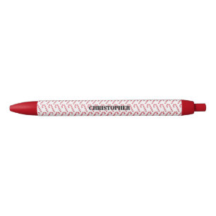Festive Candy Cane Striped Christmas Red White  Black Ink Pen