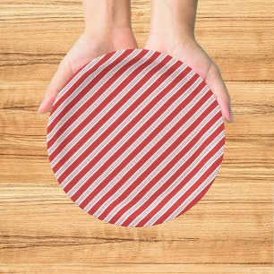 Festive Candy Cane Striped Christmas Red White  Paper Plate