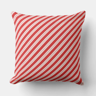 Festive Candy Cane Striped Christmas Red White  Throw Pillow