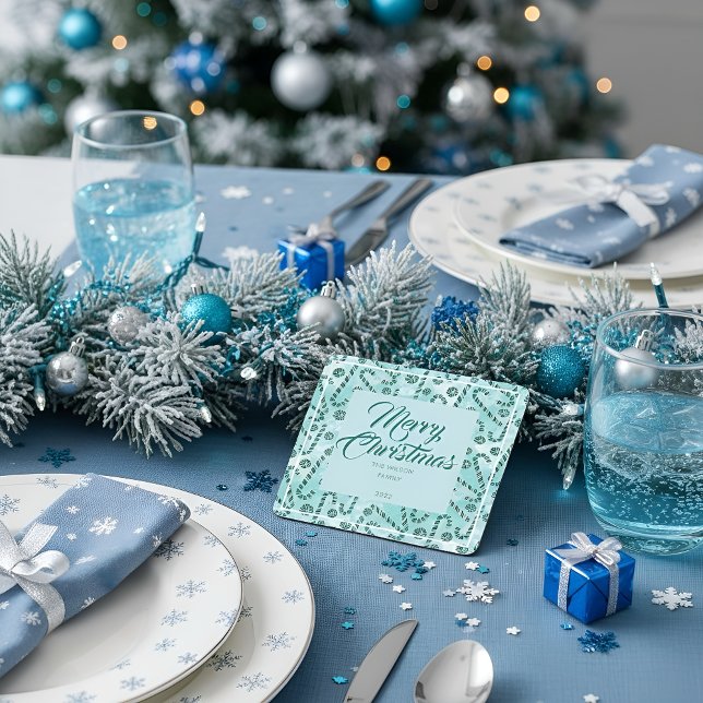 Festive Candy Canes Peppermint  Square Paper Coaster (Creator Uploaded)