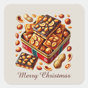 Festive candy Merry Christmas Square Sticker