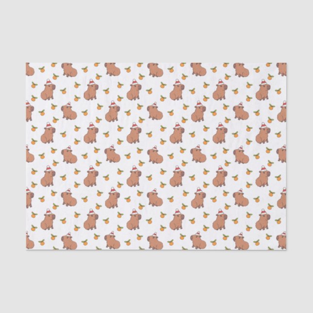 Festive Capybara Christmas Holiday Tissue Paper (Front)
