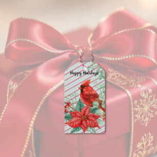 Festive Cardinal Bird Gift Tags