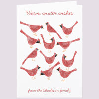 Festive Cardinal Bird Watercolor Personalized