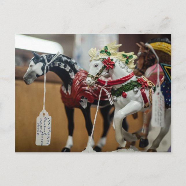 Festive Carousel Horses Ornament Collection Postcard (Front)