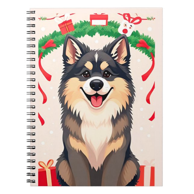 Festive Cartoon Dog Notebook (Front)