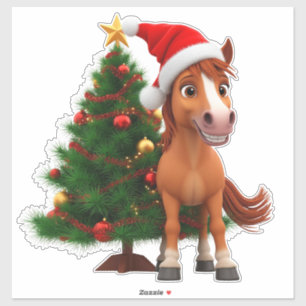 🎄 Festive Cartoon Pony Joy ❄️ Santa Hat Holiday