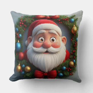 🎅 Festive Cartoon Santa Christmas Cheer 🎄 Throw Pillow