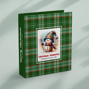 Festive cartoon snowman memory ring binder editabl