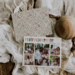 Festive Casual Colorful Christmas Five Photo Holiday Card<br><div class="desc">This festive casual colorful Christmas five-photo holiday card is perfect for your fun, creative, bright Christmas greeting. It's unique, playful modern font in red, boho tan, and light and dark green, make for a happy seasonal feel. If your looking to brighten up your loved ones' dark winter with some cute...</div>