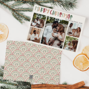 Festive Casual Colourful Christmas Five Photo 5x7 Holiday Card
