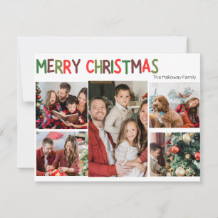 Festive Casual Colourful Christmas Five Photo Holi Holiday Card