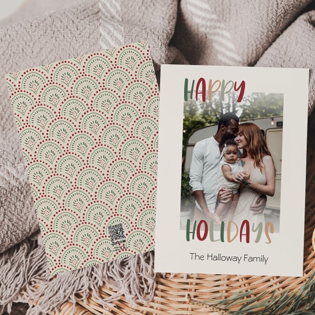 Festive Casual Colourful Happy Holidays Faded Phot Holiday Card (Creator Uploaded)