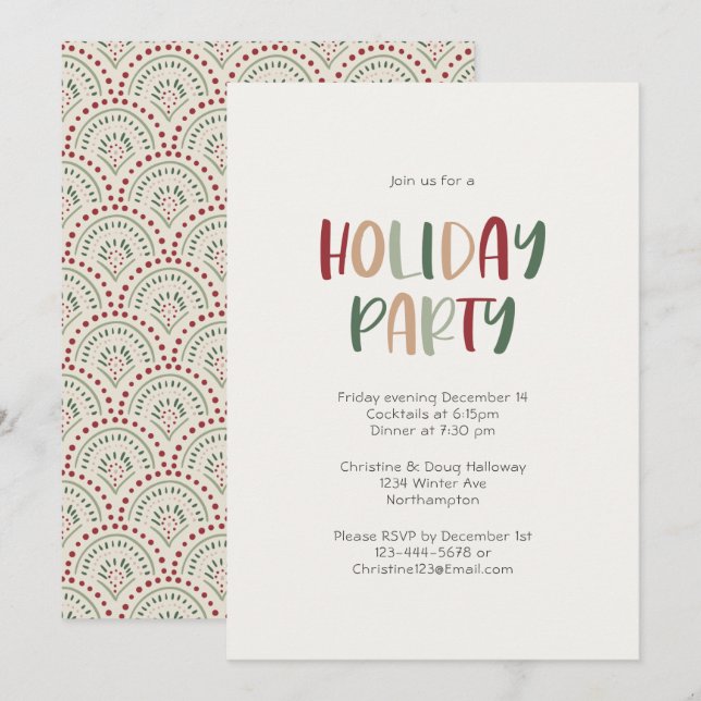 Festive Casual Colourful Holiday Party Invitation (Front/Back)
