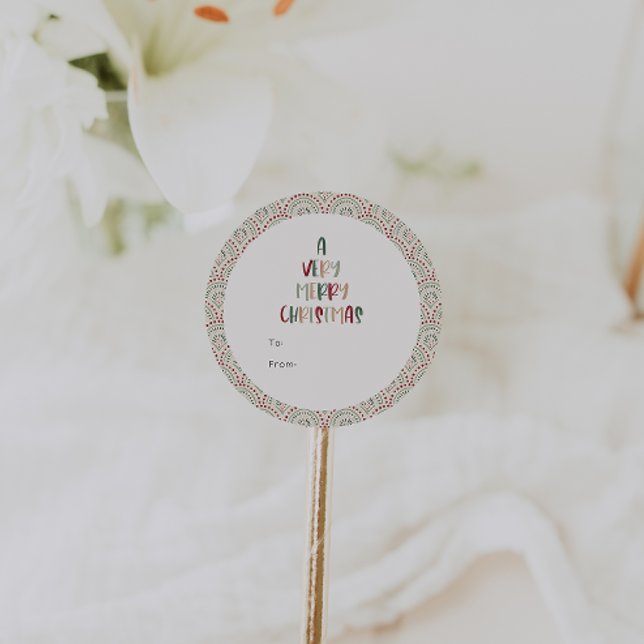 Festive Casual Colourful Very Merry Christmas Gift Classic Round Sticker (Creator Uploaded)