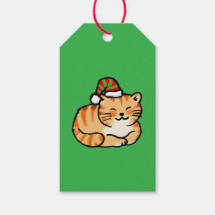Festive Cat Christmas - Cute Cat in Santa Hat Gift Tags