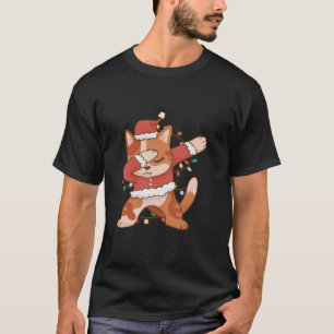 Festive Cat Dab Christmas Lights Fun T-Shirt