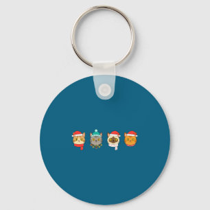 Festive Cat Lineup, Holiday Cat Art Cat Lovers, Ca Keychain