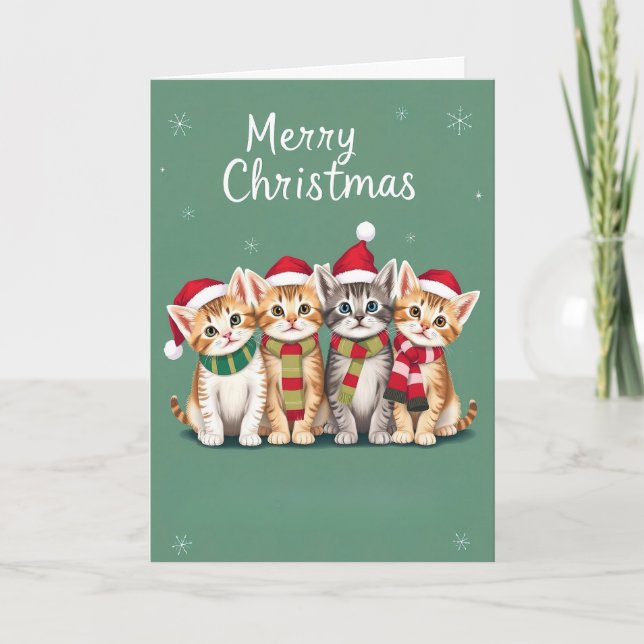 Festive Cats Christmas Cat Lover Card (Front)