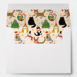 Festive Cats Christmas Pattern Envelope