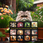 Festive Cats For Every Special Month 20XX  Calendar<br><div class="desc">Celebrate each month with a beautifully themed cat! This seasonal holiday 2025/2026 calendar features realistic cats enjoying iconic celebrations, from New Year’s fireworks to Thanksgiving feasts. Each month’s feline is surrounded by vibrant decorations and cozy seasonal details, making every page a work of art. See a cat in a leprechaun...</div>