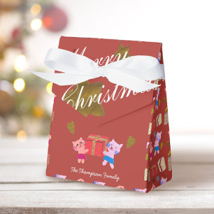 Festive cats gifts pattern terracotta Christmas Favor Box