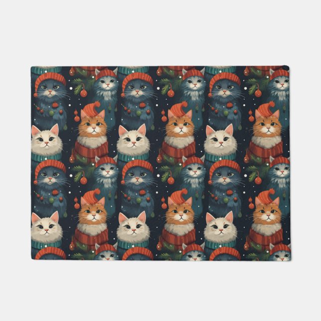 Festive Cats Holiday Doormat (Front)