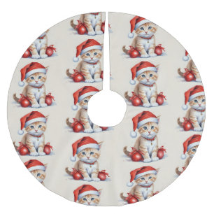 Festive Cats in Christmas Costumes - Holiday Vibes Brushed Polyester Tree Skirt