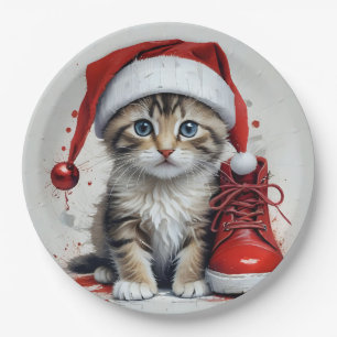 Festive Cats in Christmas Costumes - Holiday Vibes Paper Plate