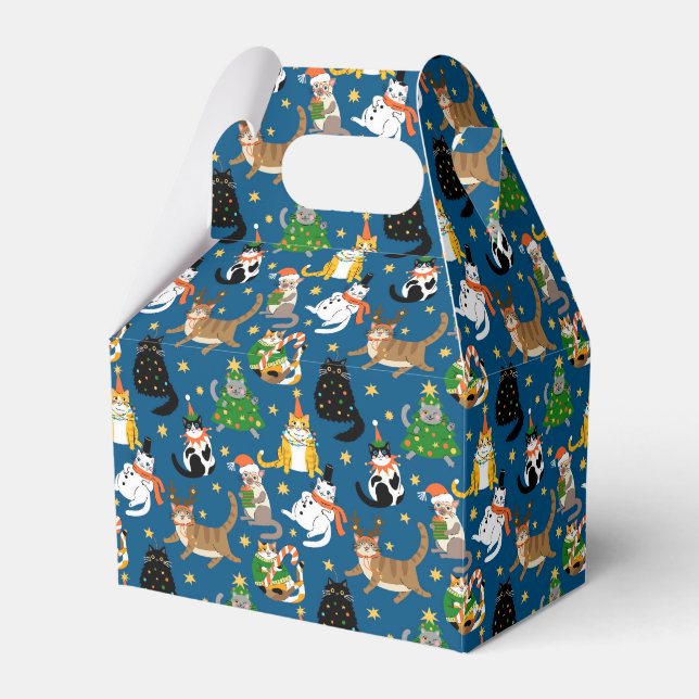 Festive Cats in Christmas Costumes Pattern Favor Box (Front Side)