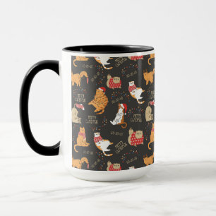 Festive Cats with Lights Christmas Pattern Mug