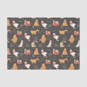 Festive Cats with Lights Christmas Pattern Tissue Paper