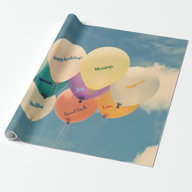 Festive Celebration Birthday Wrapping Paper (Unrolled)