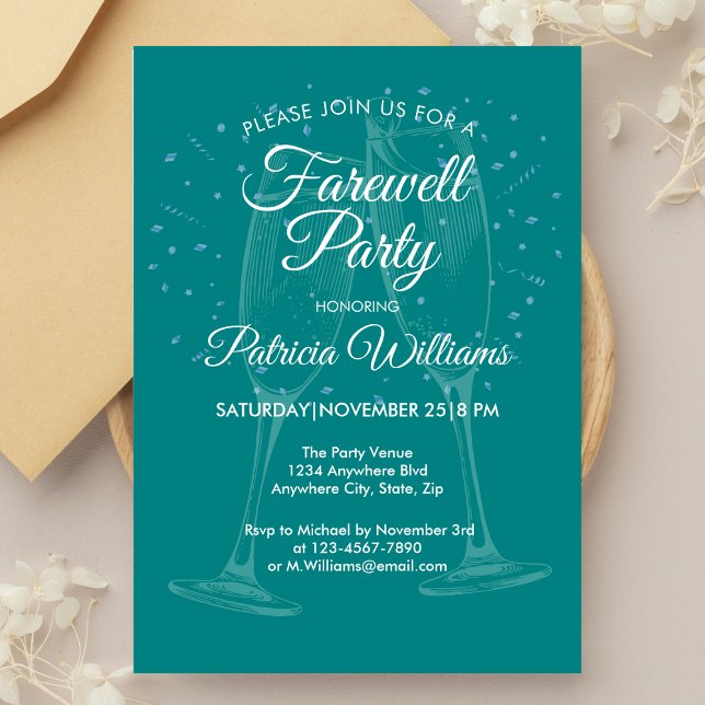 Festive Champagne Womens Farewell Celebration Invitation (Creator Uploaded)