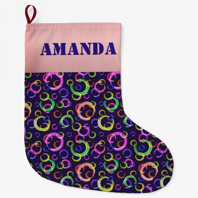 Festive, chaotic, colourful, confetti, polka dots, large christmas stocking (Front)