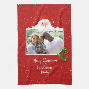 Festive Cheeky Santa - Custom Photo - Personalized Kitchen Towel