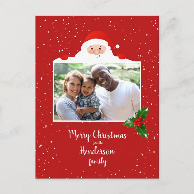 Festive Cheeky Santa - Custom Photo - Personalized Postcard (Front)