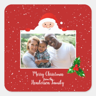 Festive Cheeky Santa - Custom Photo - Personalized Square Sticker