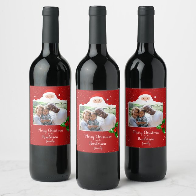 Festive Cheeky Santa - Custom Photo - Personalized Wine Label (Bottles)