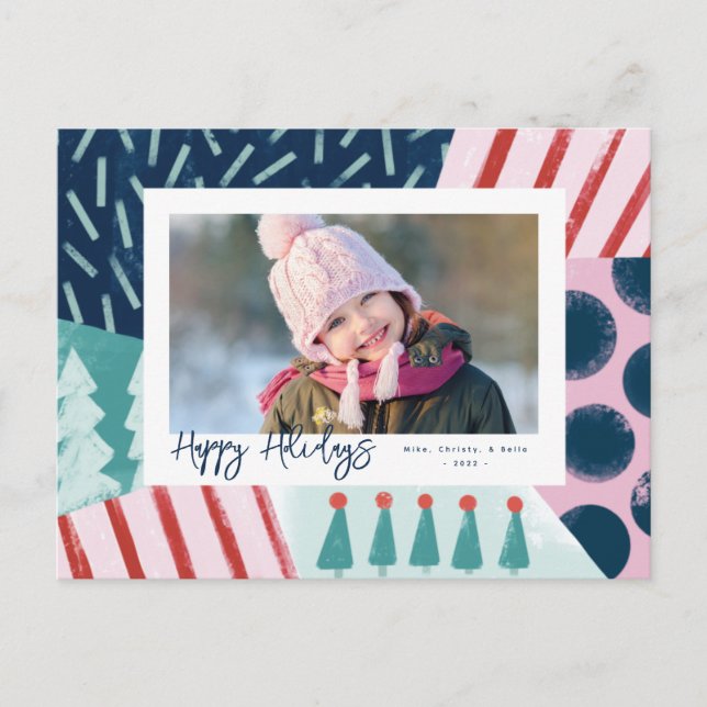 Festive Cheerful Colourful Photo Holiday Postcard (Front)