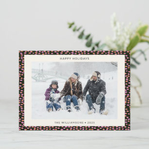 Festive Cheerful Mod Black Border Christmas Photo Holiday Card