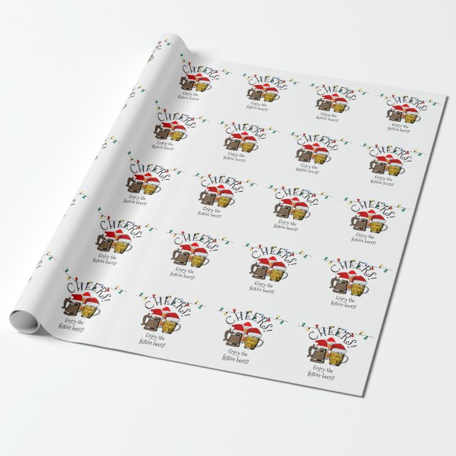 Festive Cheers Beers CHRISTMAS Wrapping Paper (Unrolled)