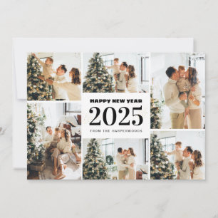 Festive Cheers Elegant Happy New Year 6 Photo Holiday Card