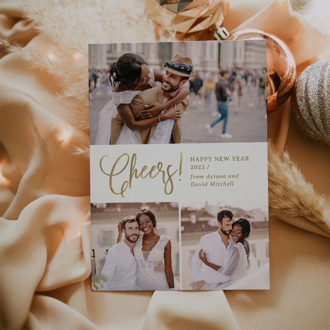 Festive Cheers | Multi Photo Happy New Year Holiday Card (Creator Uploaded)